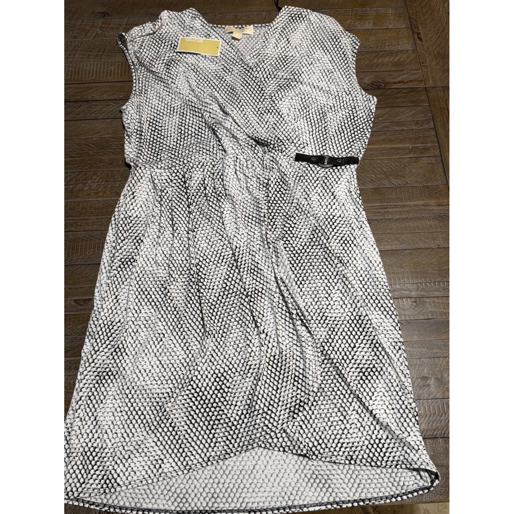 Michael Kors Faux Wrap Dress Women XL Concrete Snakeskin NWT MS68G594XJ